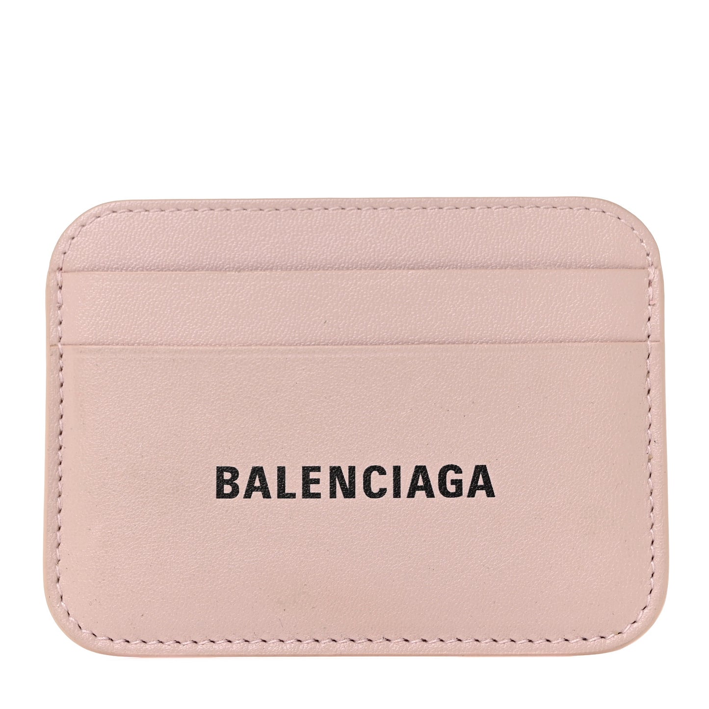 Flat Calfskin Logo Cash Rounded Card Holder Light Rose Black