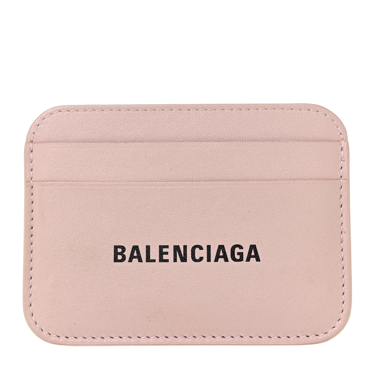 Balenciaga Flat Calfskin Logo Cash Rounded Card Holder Light Rose Black 1 of 10