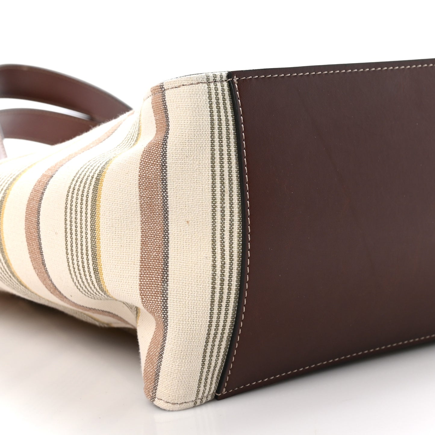 Canvas Striped Logo Tote Brown Multicolor