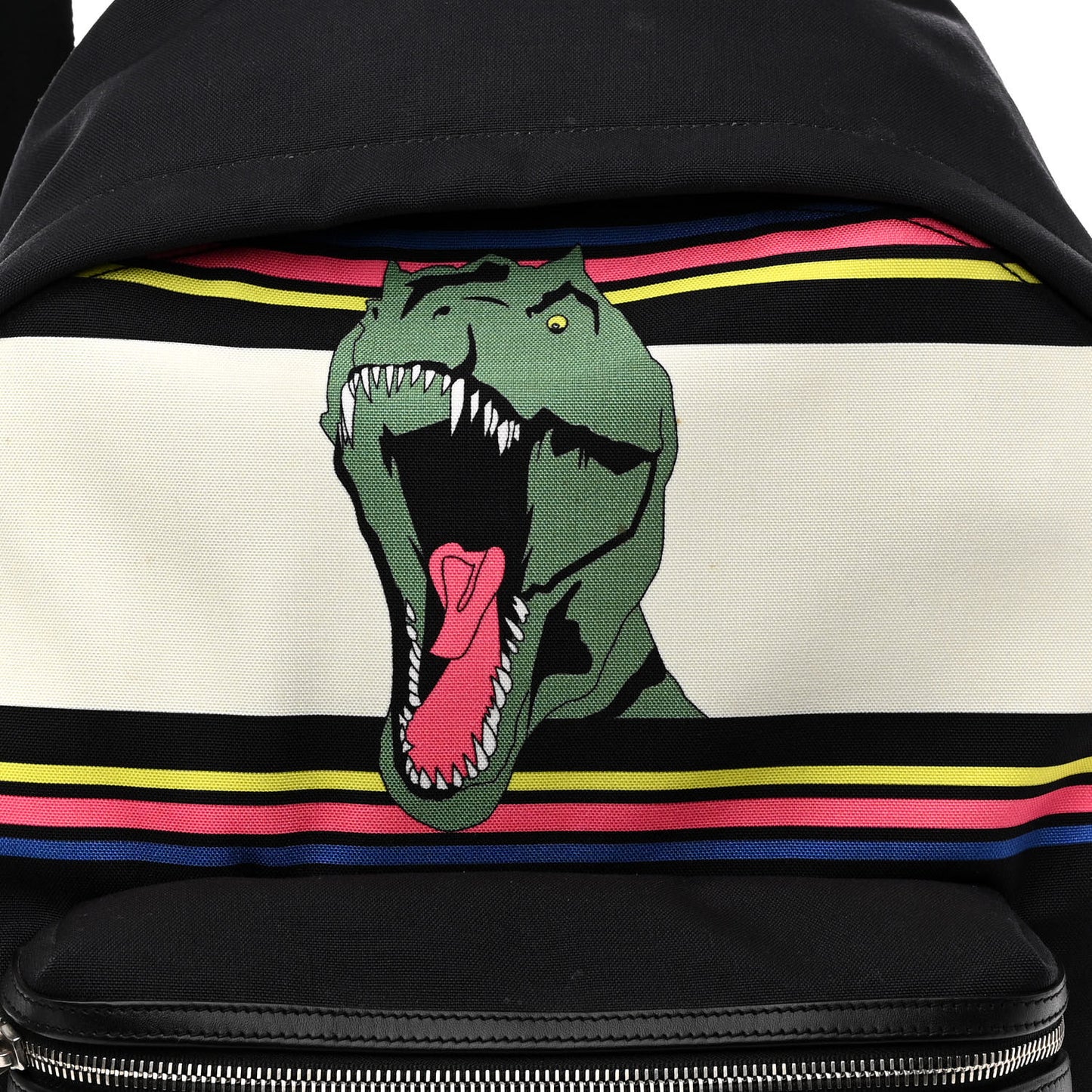 Nylon Twill Dinosaur Print City Backpack Black Multicolor