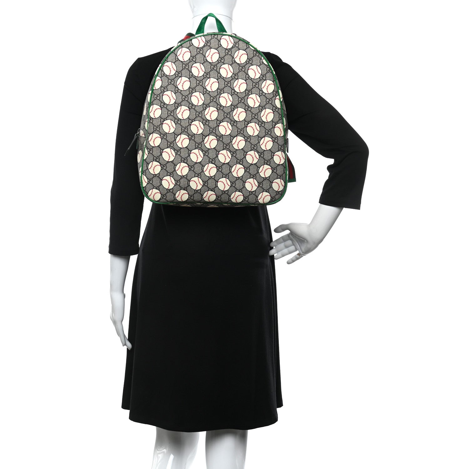 Gucci GG Supreme Monogram Baseballs Web Childrens Backpack Green 2 of 10