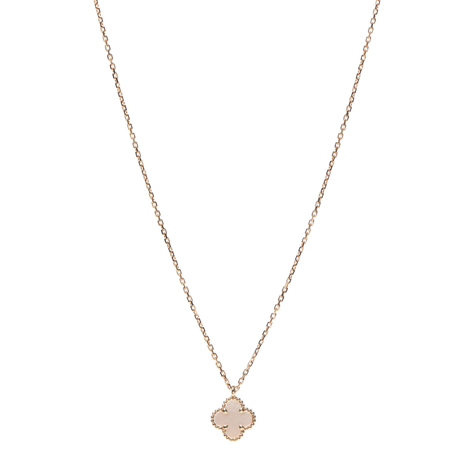 Van Cleef & Arpels 18K Yellow Gold Mother of Pearl Sweet Alhambra Pendant Necklace 1 of 6