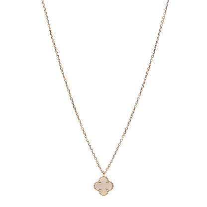 Van Cleef & Arpels 18K Yellow Gold Mother of Pearl Sweet Alhambra Pendant Necklace 1 of 6