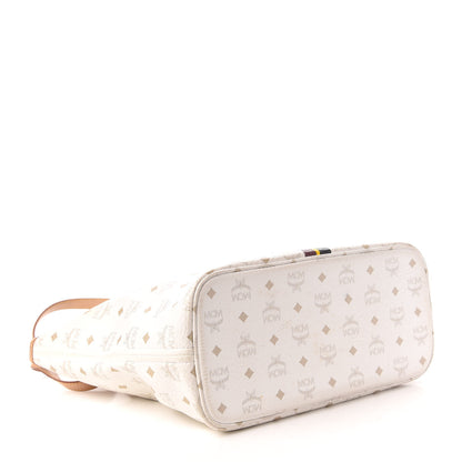 MCM Visetos Striped Shopper Tote White 4 of 9