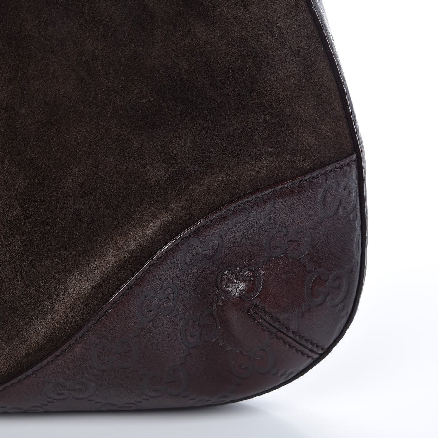 Guccissima Suede Hasler Hobo Dark Brown