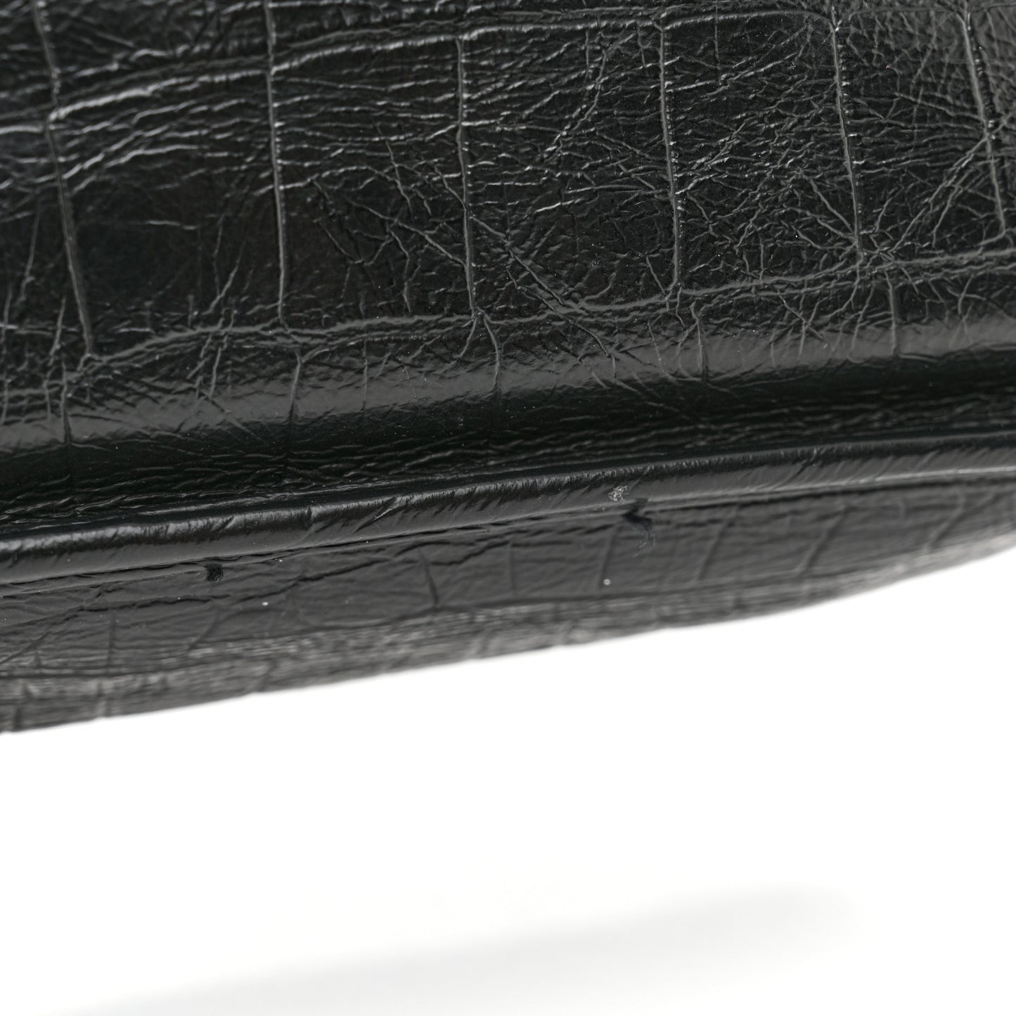 Crocodile Embossed Lambskin Monogram Medium Niki Chain Satchel Black