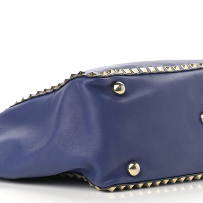Valentino Garavani Vitello Medium Rockstud Tote Blue China 8 of 12