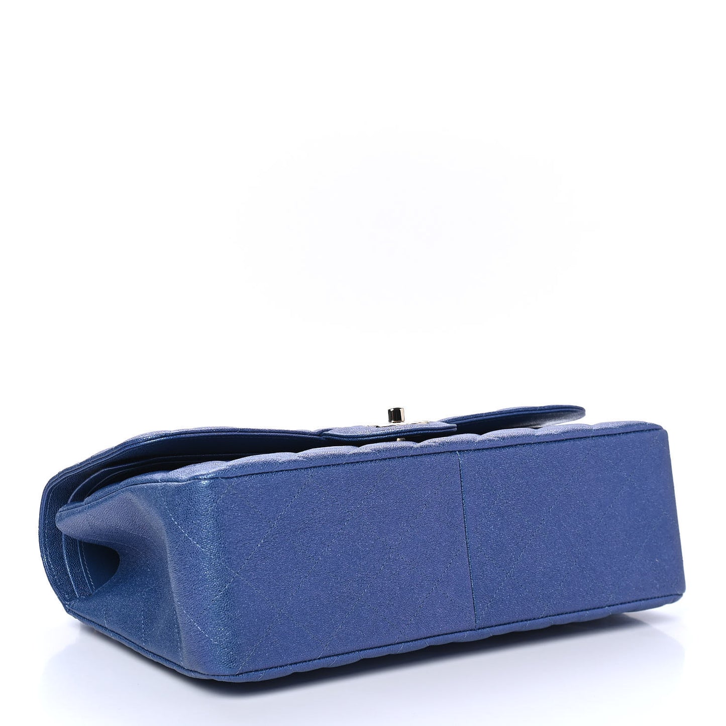 Iridescent Caviar Quilted Jumbo Double Flap Dark Blue