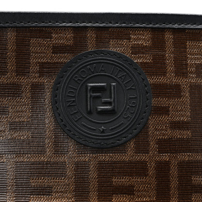 Fendi Glazed Fabric Vitello Century FF 1974 Stamp Patch Camera Case Mogano Panna Black 8 of 10