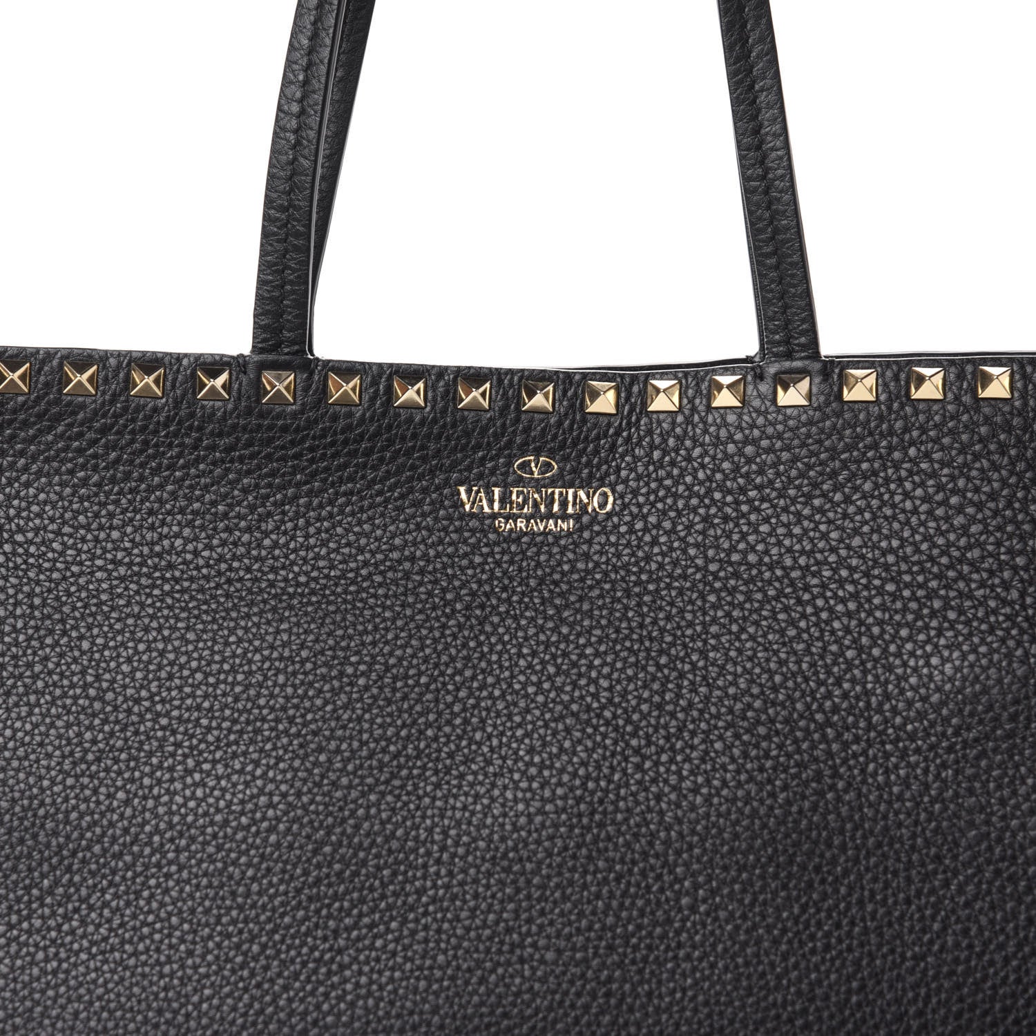 Valentino Garavani Grained Calfskin Rockstud Shoulder Tote Black 9 of 9