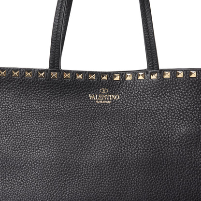 Valentino Garavani Grained Calfskin Rockstud Shoulder Tote Black 9 of 9