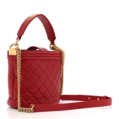 Chanel Calfskin Quilted Boy Bucket Bag Red 3 of 10