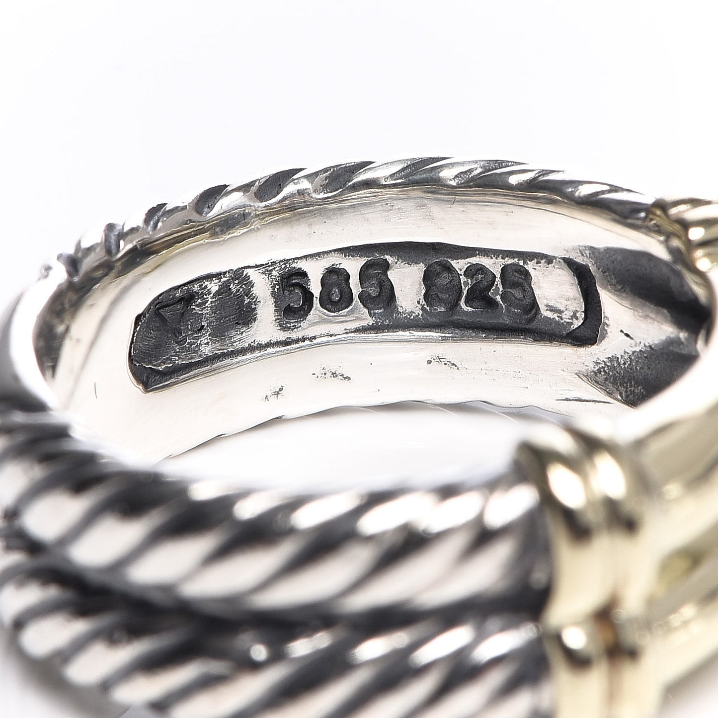 Sterling Silver 14K Yellow Gold Cable Band Ring 50 5.25