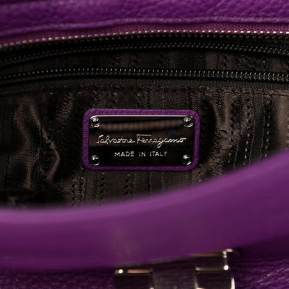 Salvatore Ferragamo Grained Calfskin Sofia Satchel Purple 6 of 10