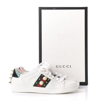 Gucci Calfskin Web Pearl Studded Womens Ace Sneakers 35 White 11 of 11