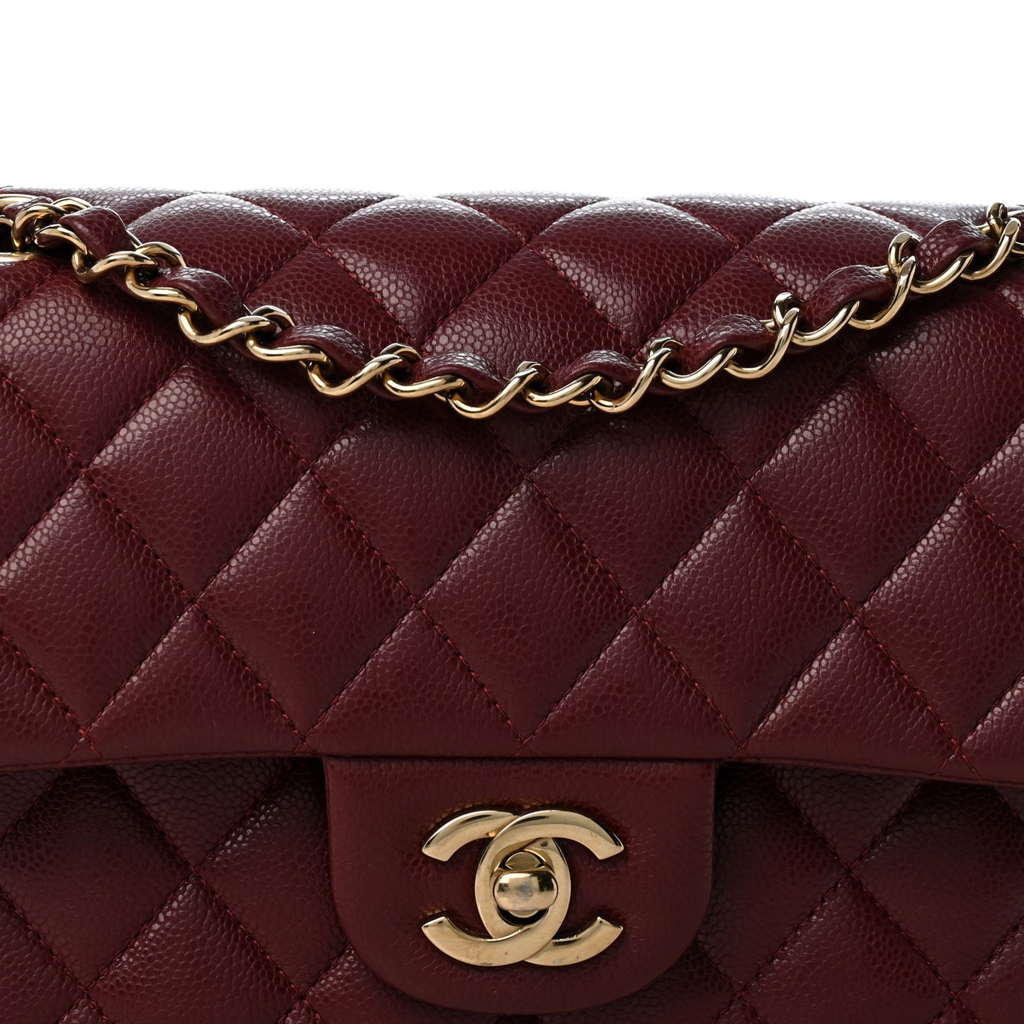 Caviar Quilted Small Double Flap Burgundy