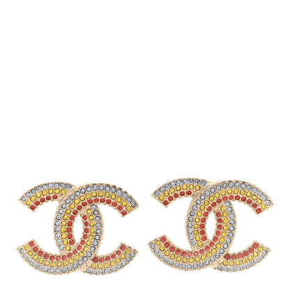 Chanel Crystal CC Earrings Gold Multicolor 1 of 4