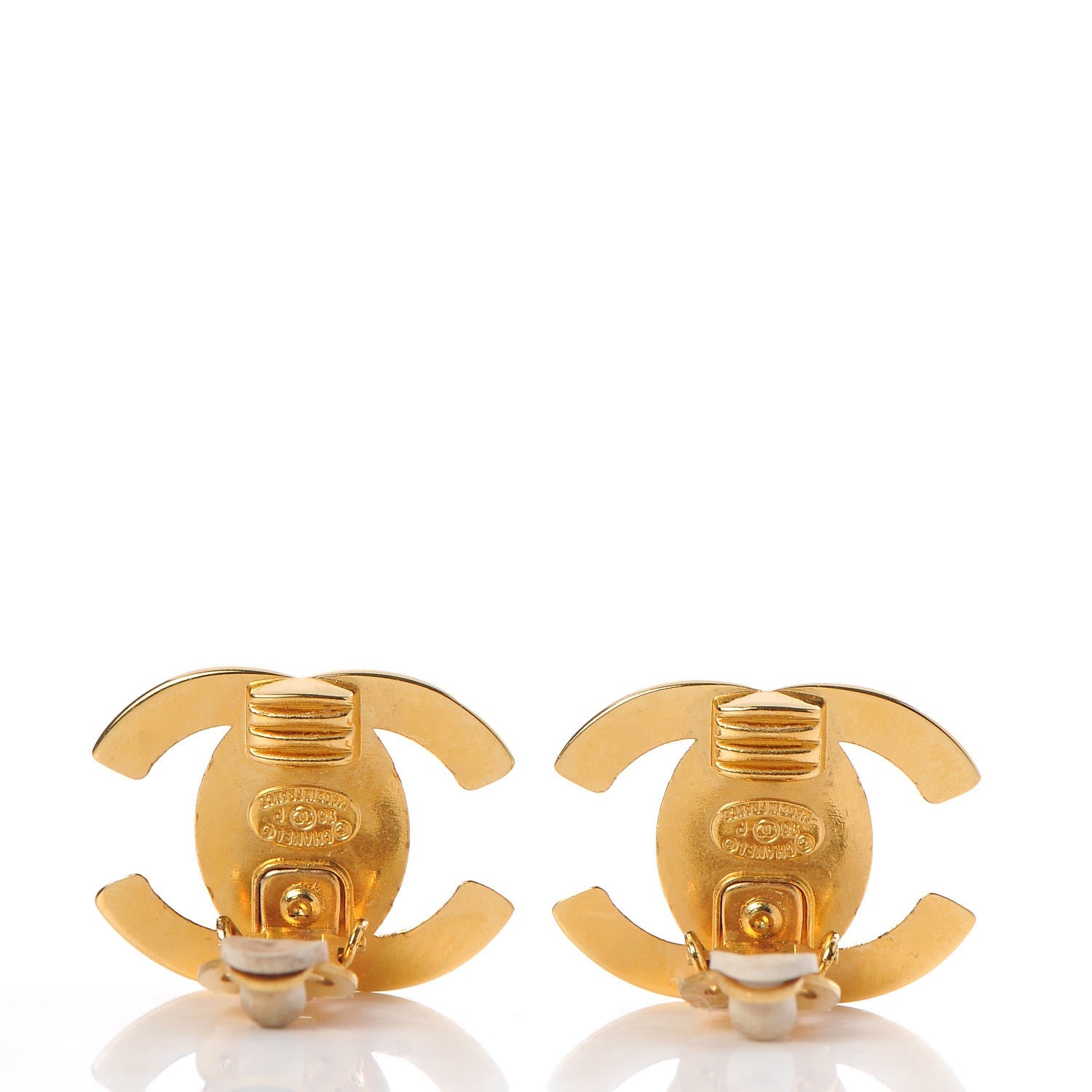 Chanel Metal CC Turnlock Clip On Earrings Gold 4 of 5