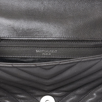 Saint Laurent Sheepskin Matelasse Chevron Monogram Medium College Bag Light Coal 7 of 17