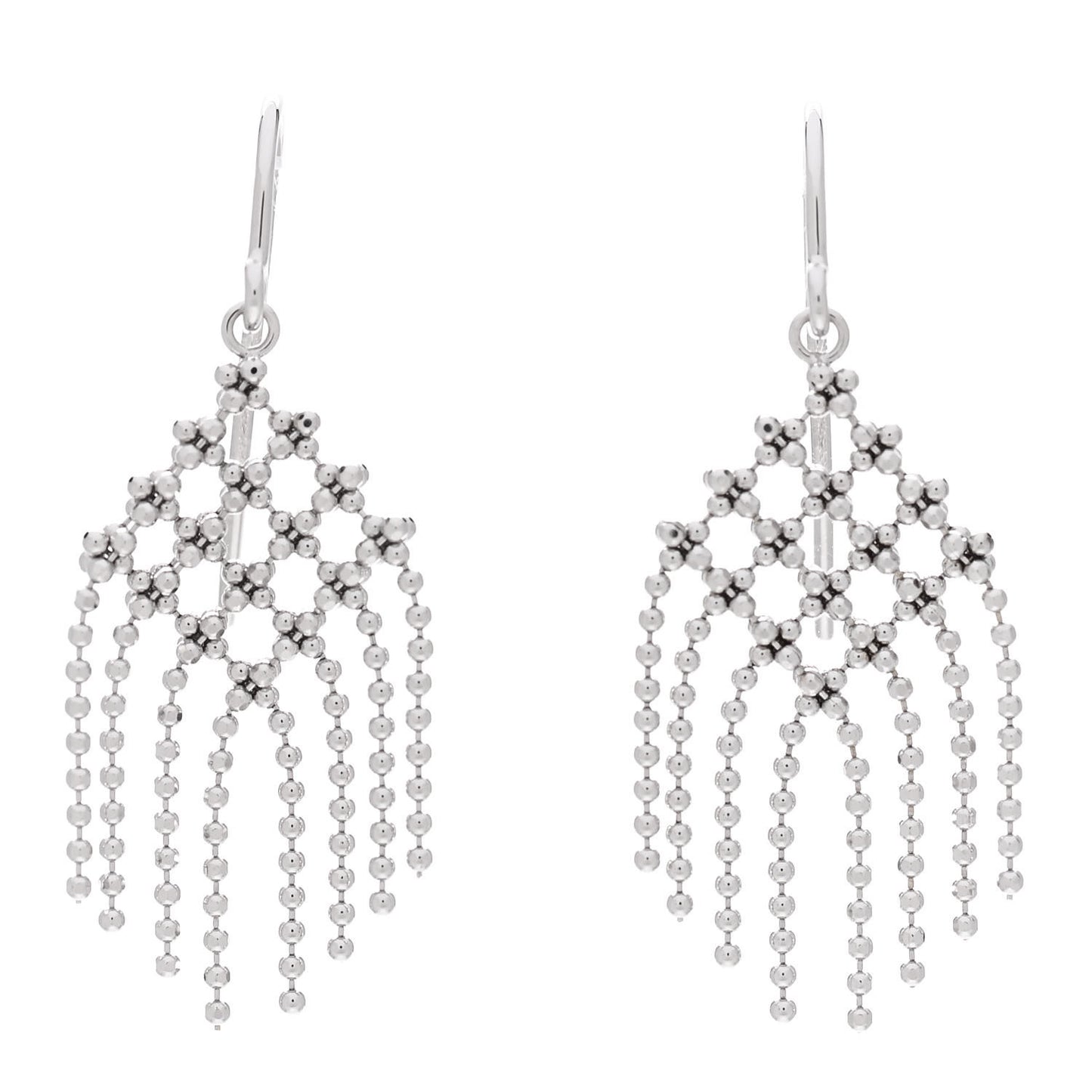 18K White Gold Fringe Earrings