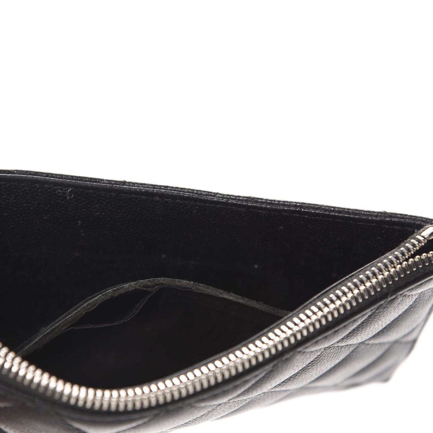 Iridescent Caviar Quilted Classic Zip Pouch Black