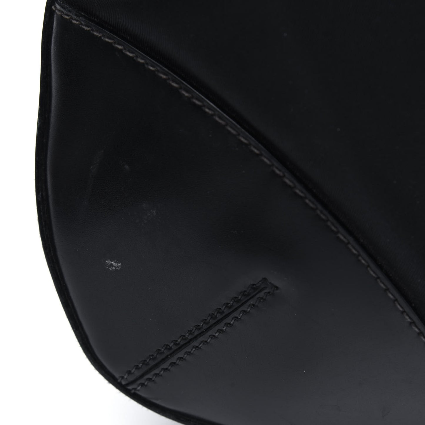 Tessuto Nylon Calfskin Flat Messenger Bag Black