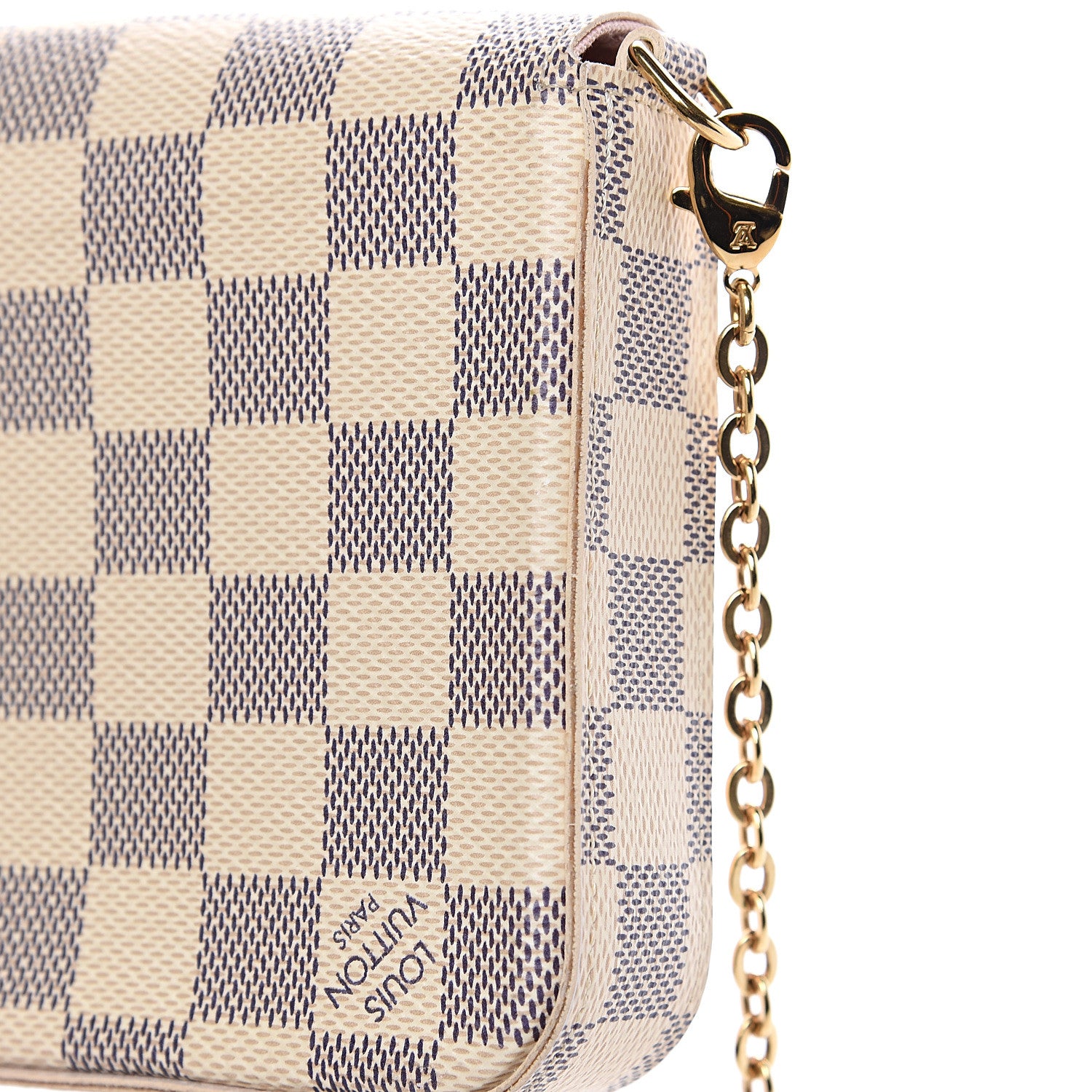 Louis Vuitton Damier Azur Pochette Felicie Chain Wallet Rose Ballerine 9 of 11