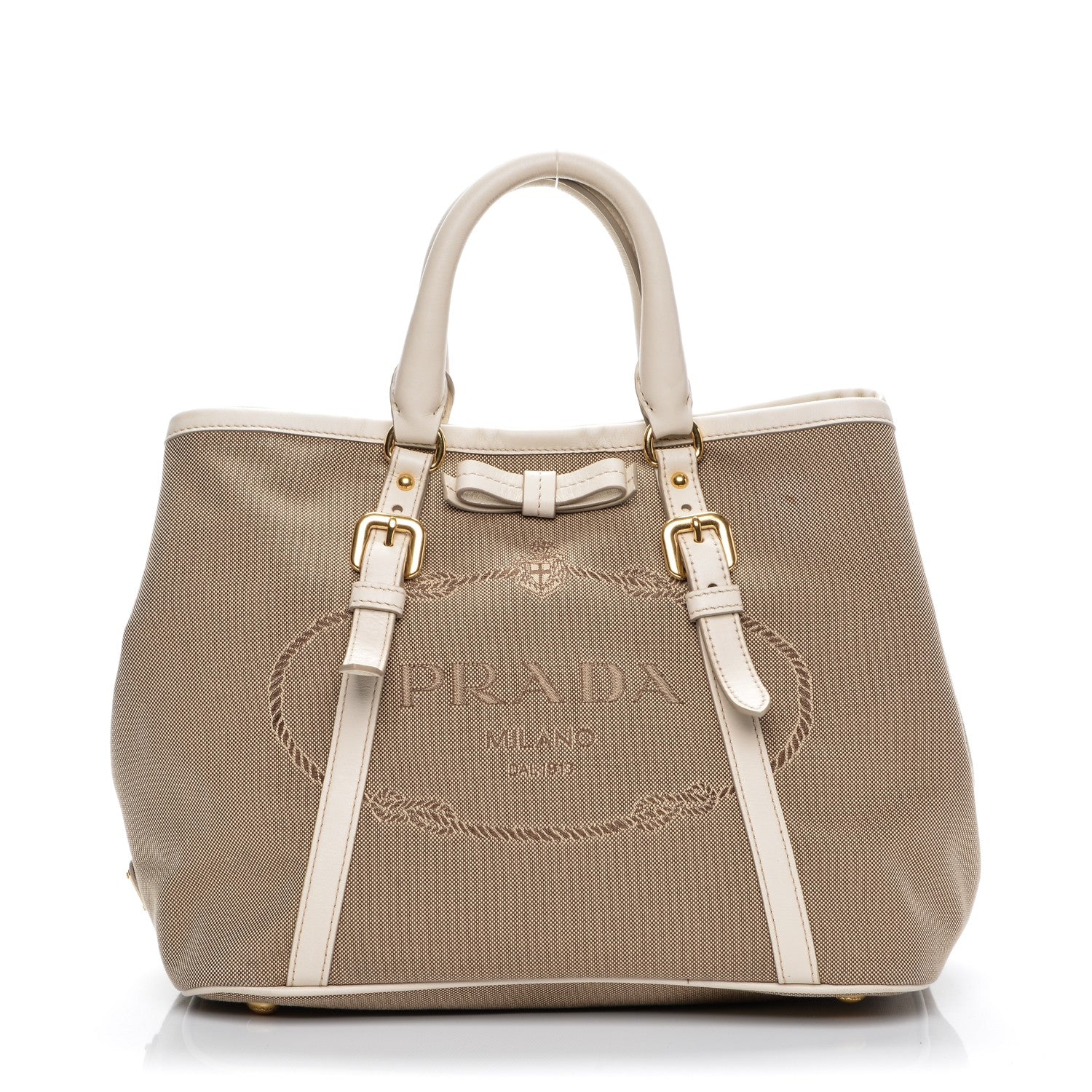 Prada Jacquard Logo Tote Corda Talco 1 of 10