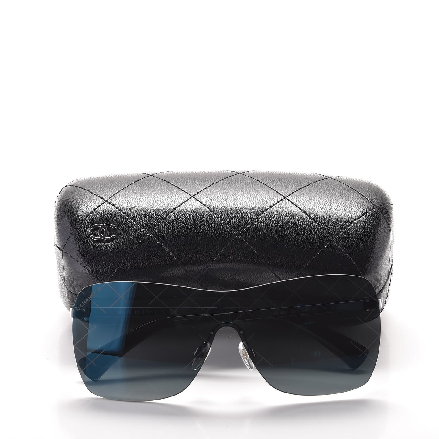 Shield Runway Sunglasses 4215 Silver Blue Mirror