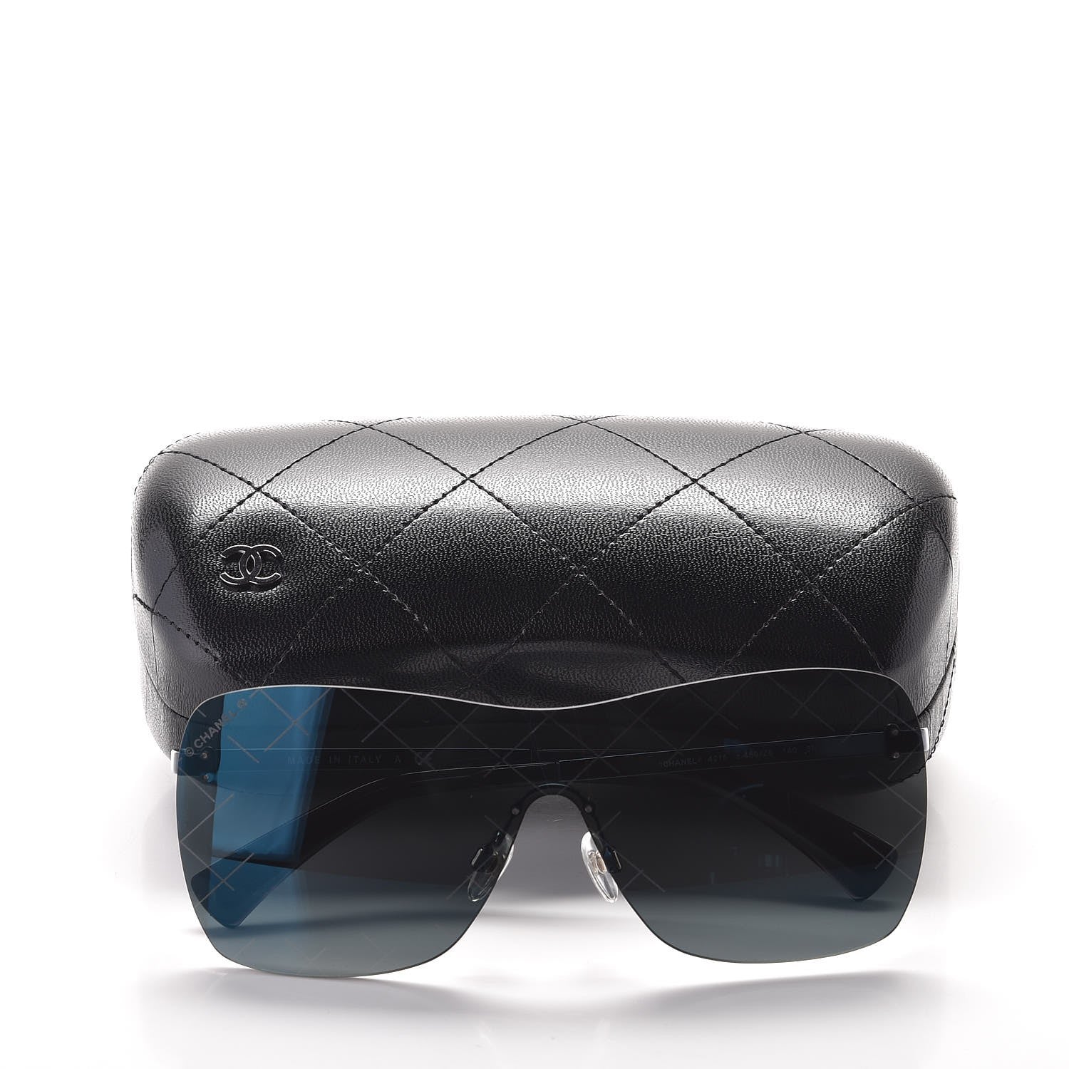 Chanel Shield Runway Sunglasses 4215 Silver Blue Mirror 7 of 7
