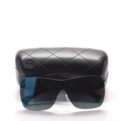 Chanel Shield Runway Sunglasses 4215 Silver Blue Mirror 7 of 7