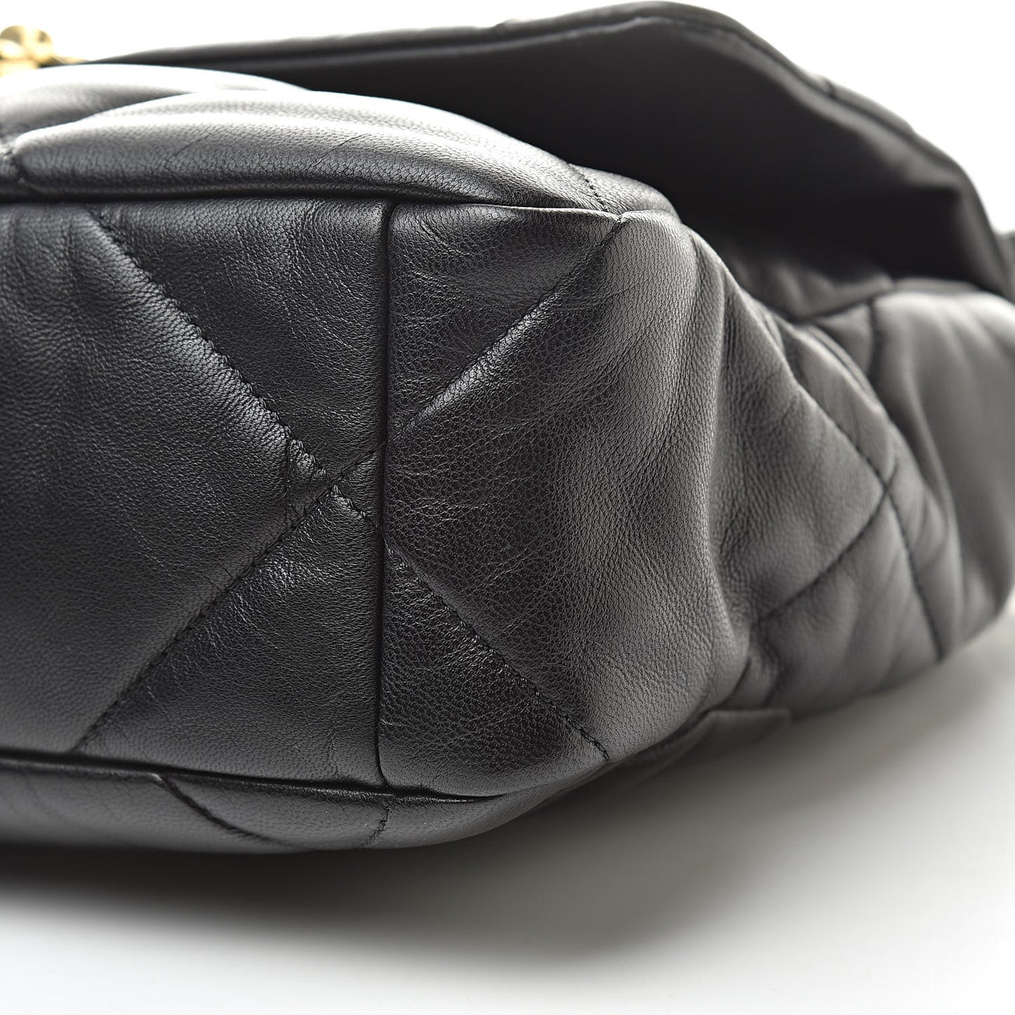 Lambskin Quilted Large 19 Flap Black