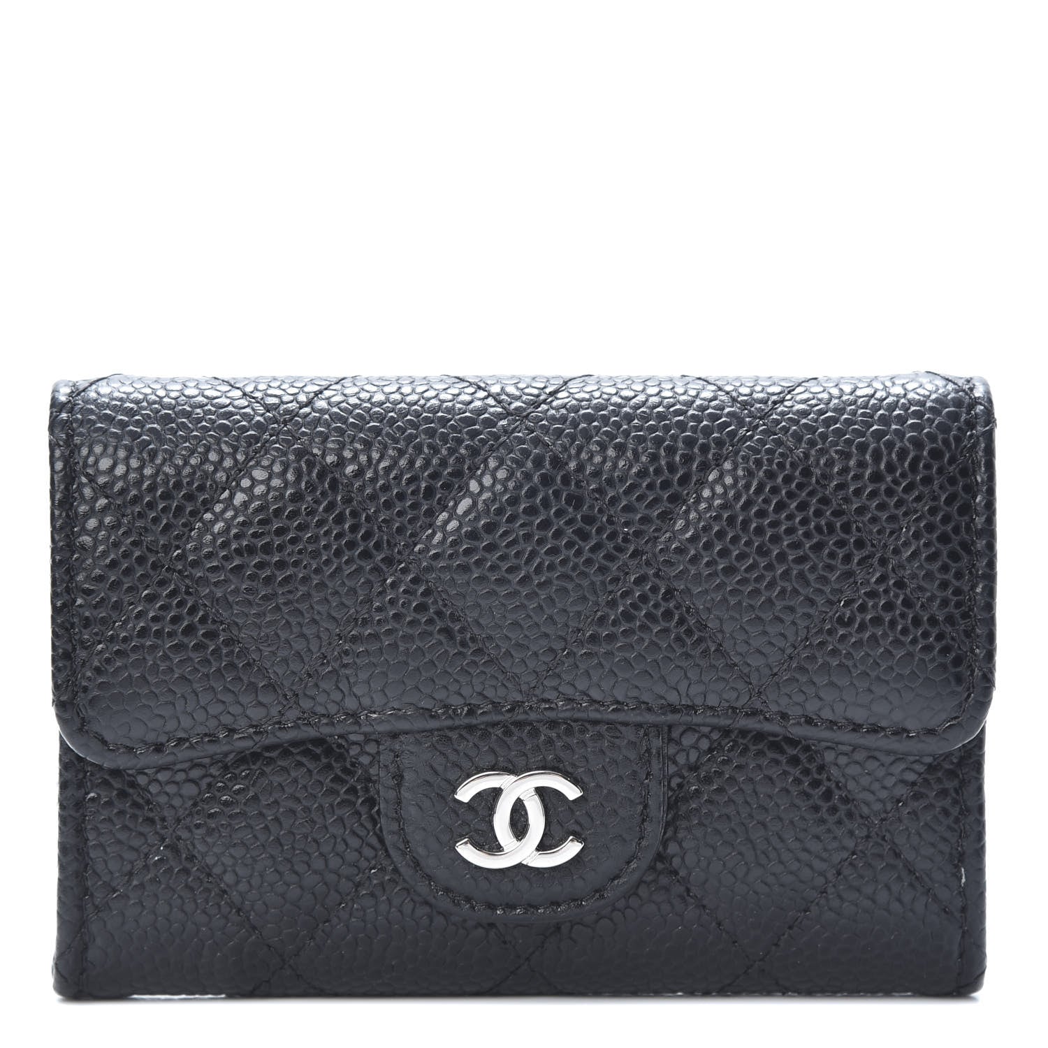 Chanel Caviar Quilted Flap Card Holder Wallet Black 1 of 9