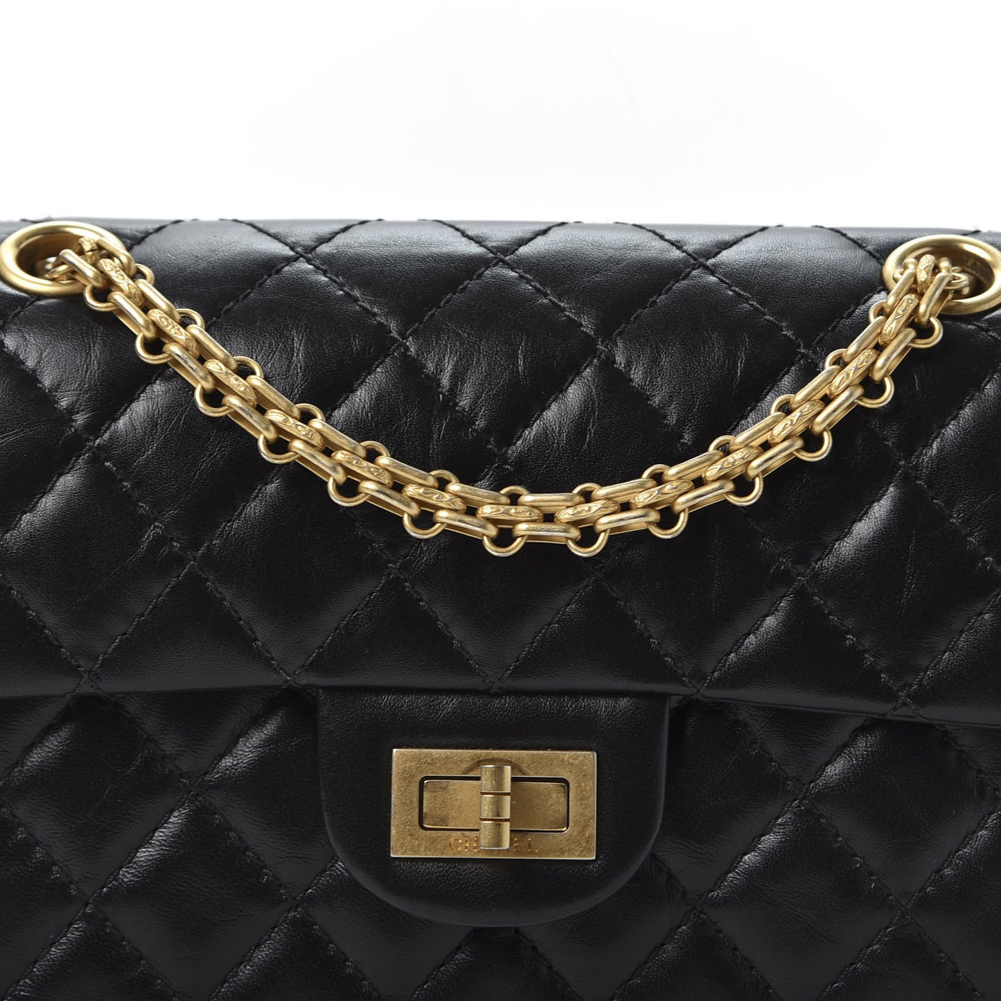 Aged Calfskin Quilted 2.55 Reissue Mini Flap Black