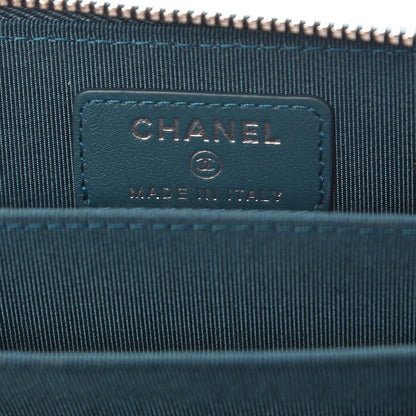 Chanel Caviar Quilted Zip Coin Purse Dark Turquoise 6 of 8