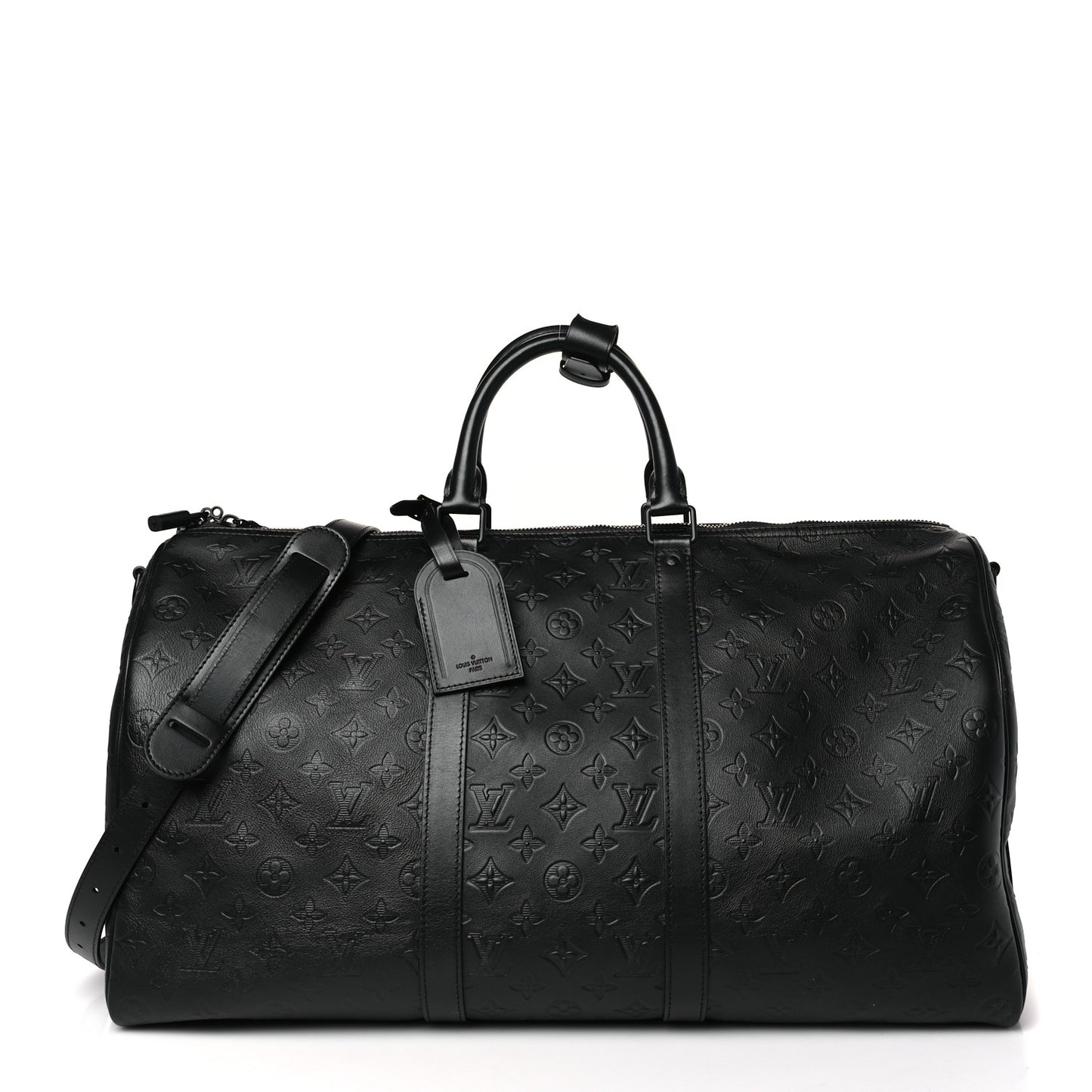 Calfskin Shadow Monogram Keepall Bandouliere 50 Black