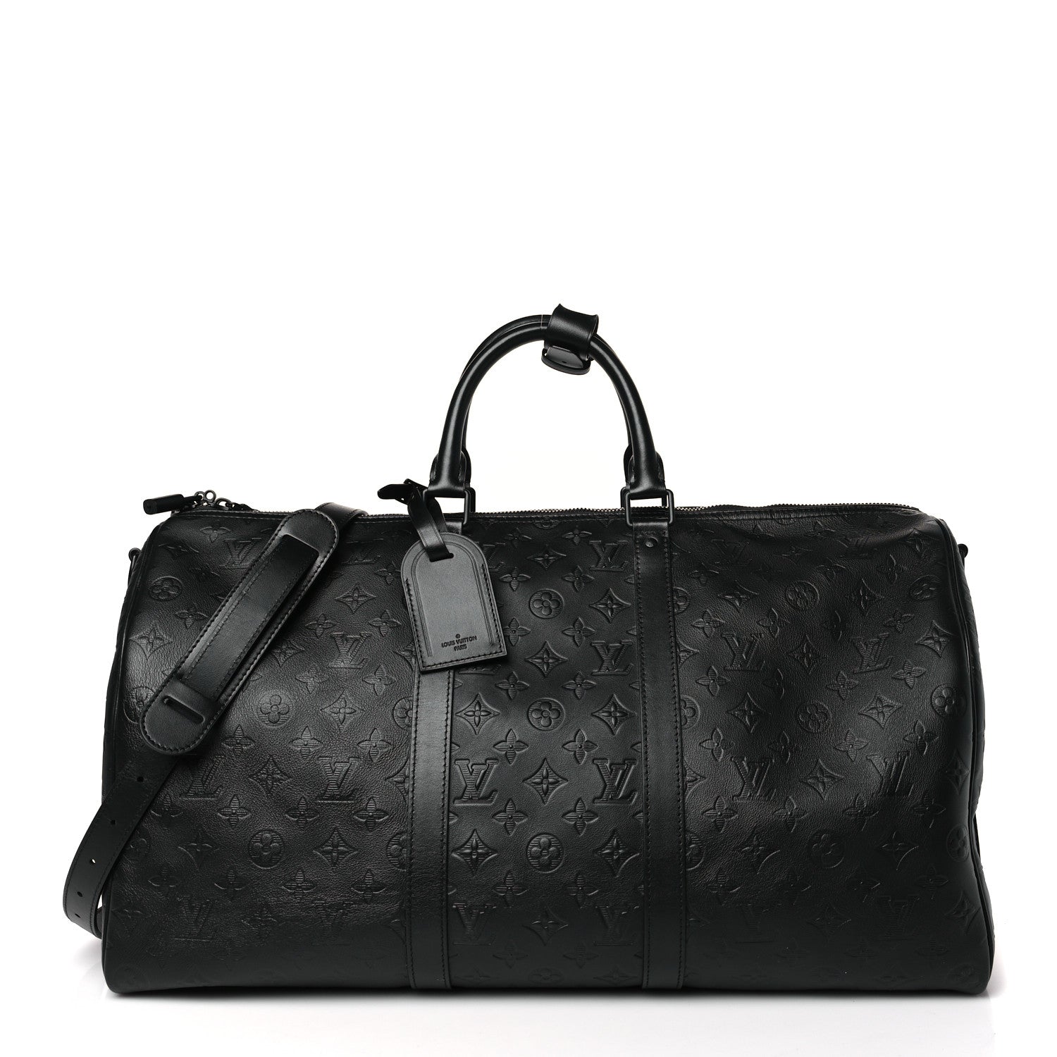 Louis Vuitton Calfskin Shadow Monogram Keepall Bandouliere 50 Black 1 of 7