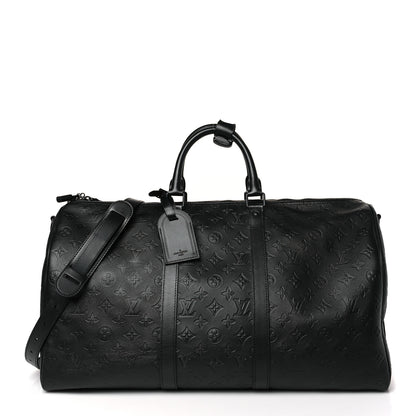 Louis Vuitton Calfskin Shadow Monogram Keepall Bandouliere 50 Black 1 of 7
