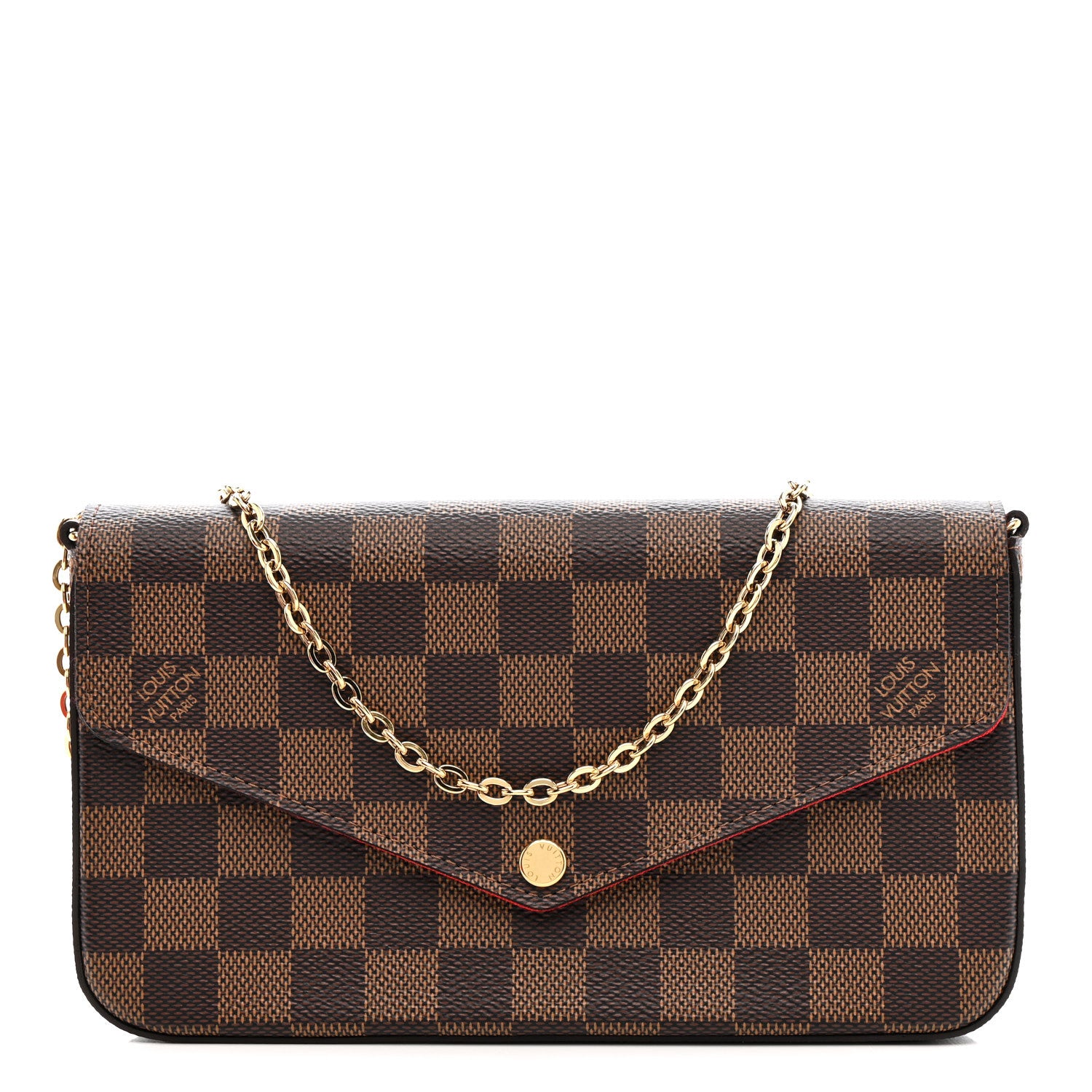 Louis Vuitton Damier Ebene Pochette Felicie Chain Wallet 1 of 12