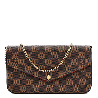 Louis Vuitton Damier Ebene Pochette Felicie Chain Wallet 1 of 12