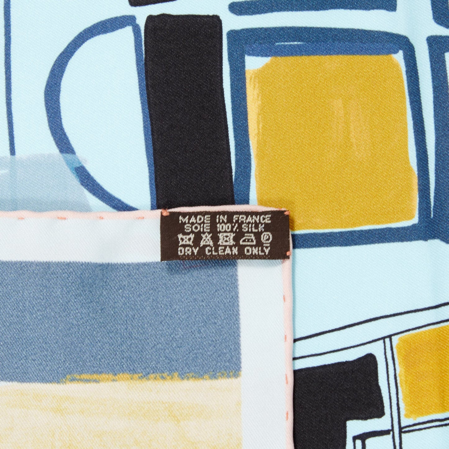 Silk Modernisme Tropical Scarf 90 Aqua Vert Ocre