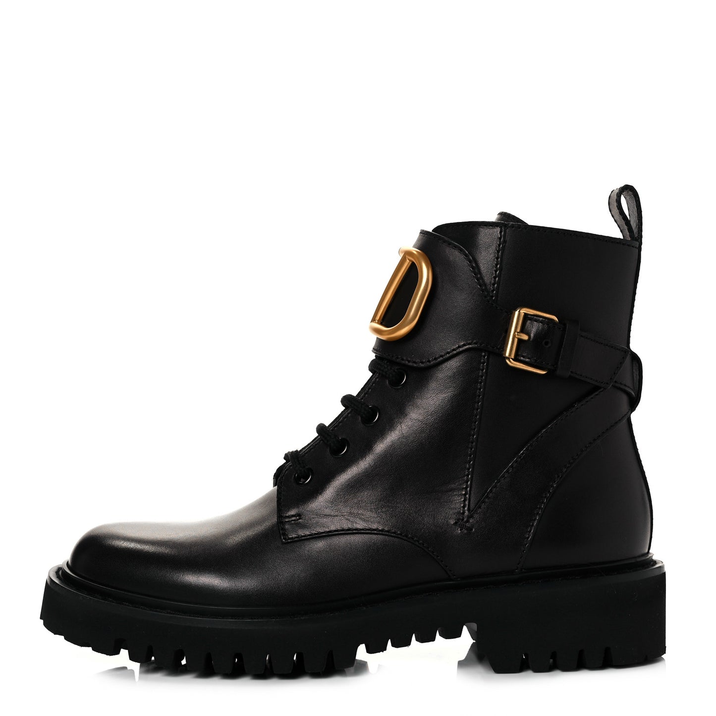 Calfskin Womens VLOGO 35mm Combat Boots 37.5 Black