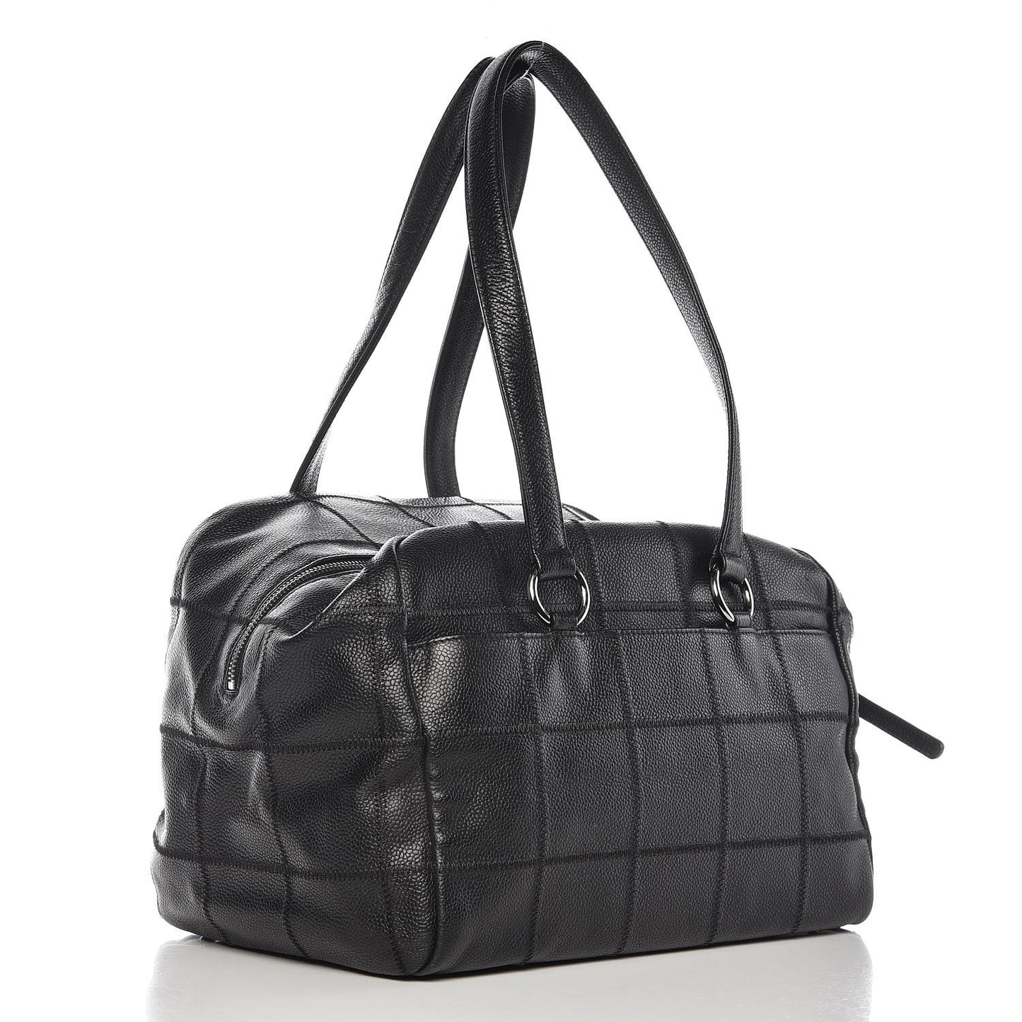 Caviar Square Stitched Medium Tote Black