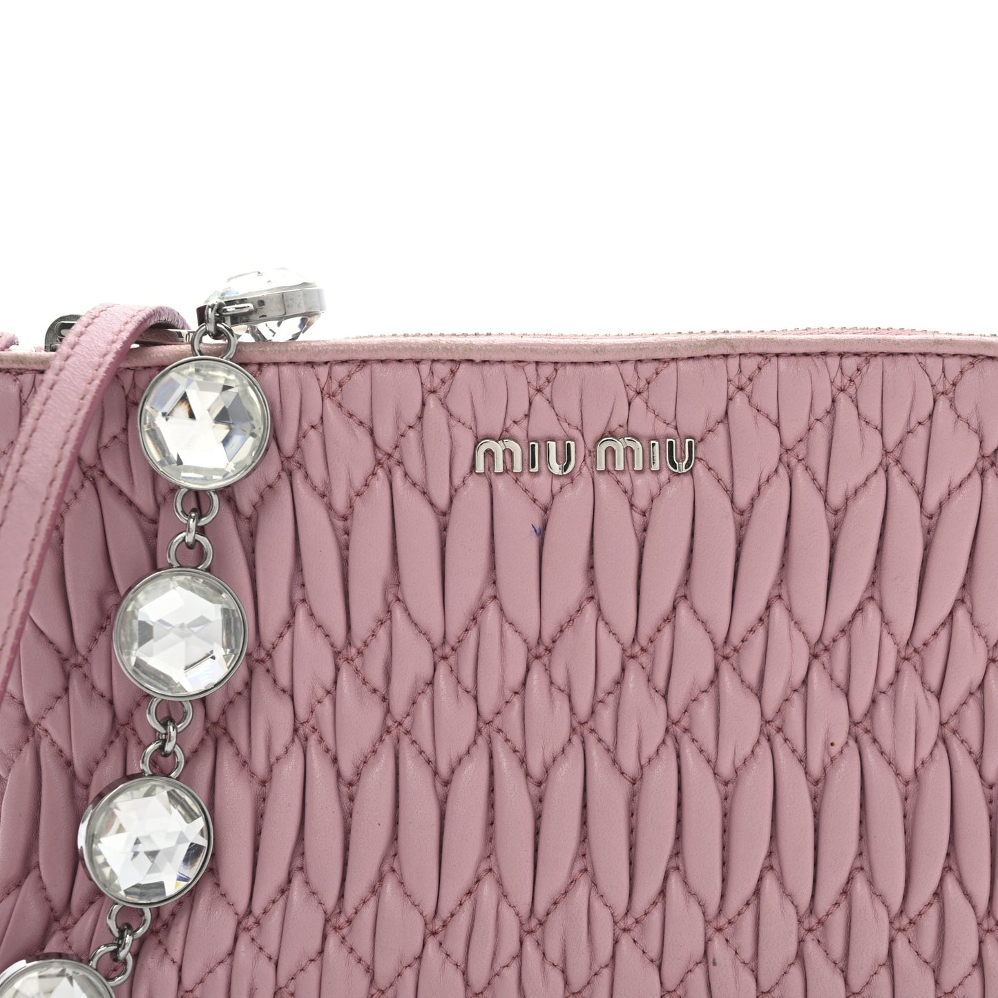 Nappa Matelasse Crystal Crossbody Clutch Rosa