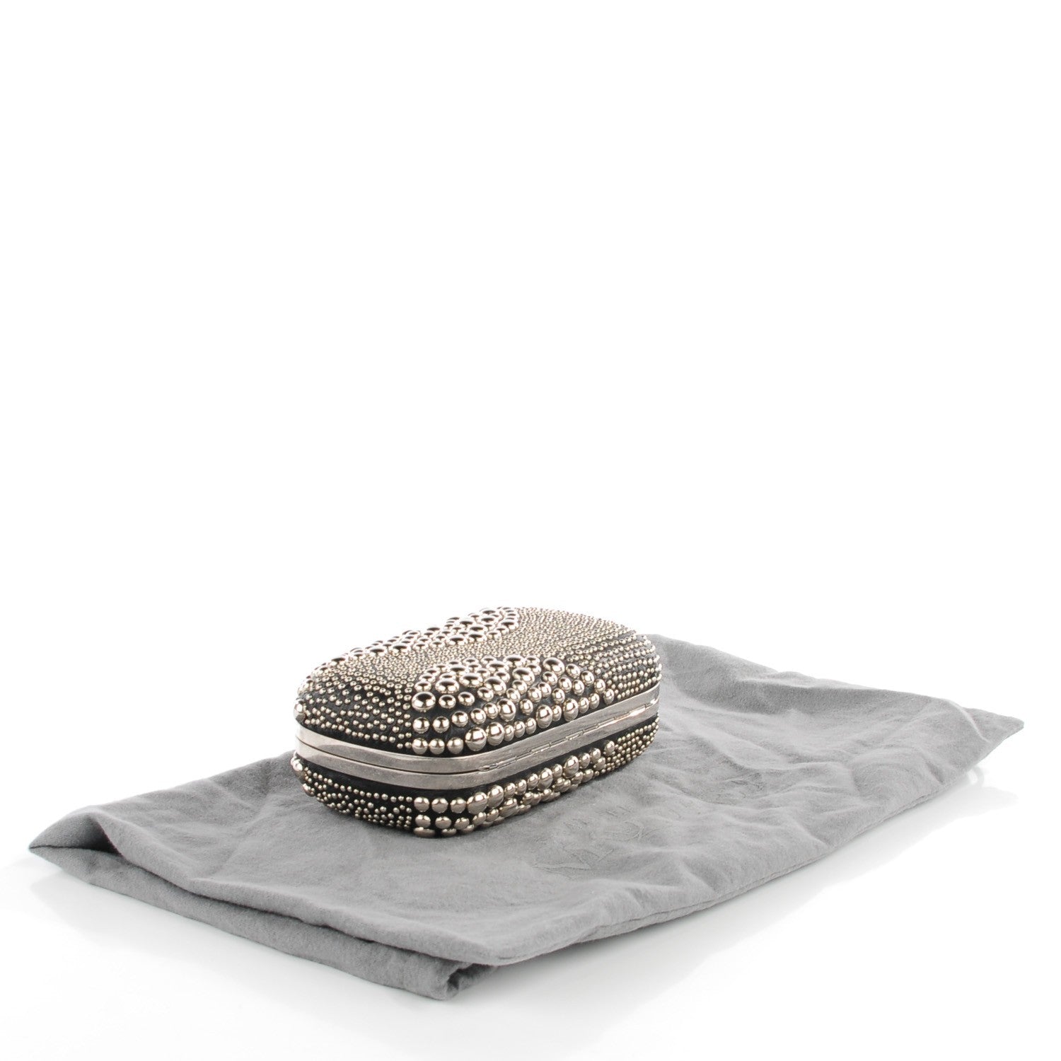 Alexander McQueen Nappa Studded Skull Box Clutch Black 4 of 8