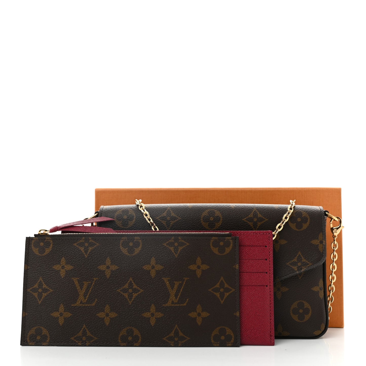 Monogram Pochette Felicie Chain Wallet Fuchsia