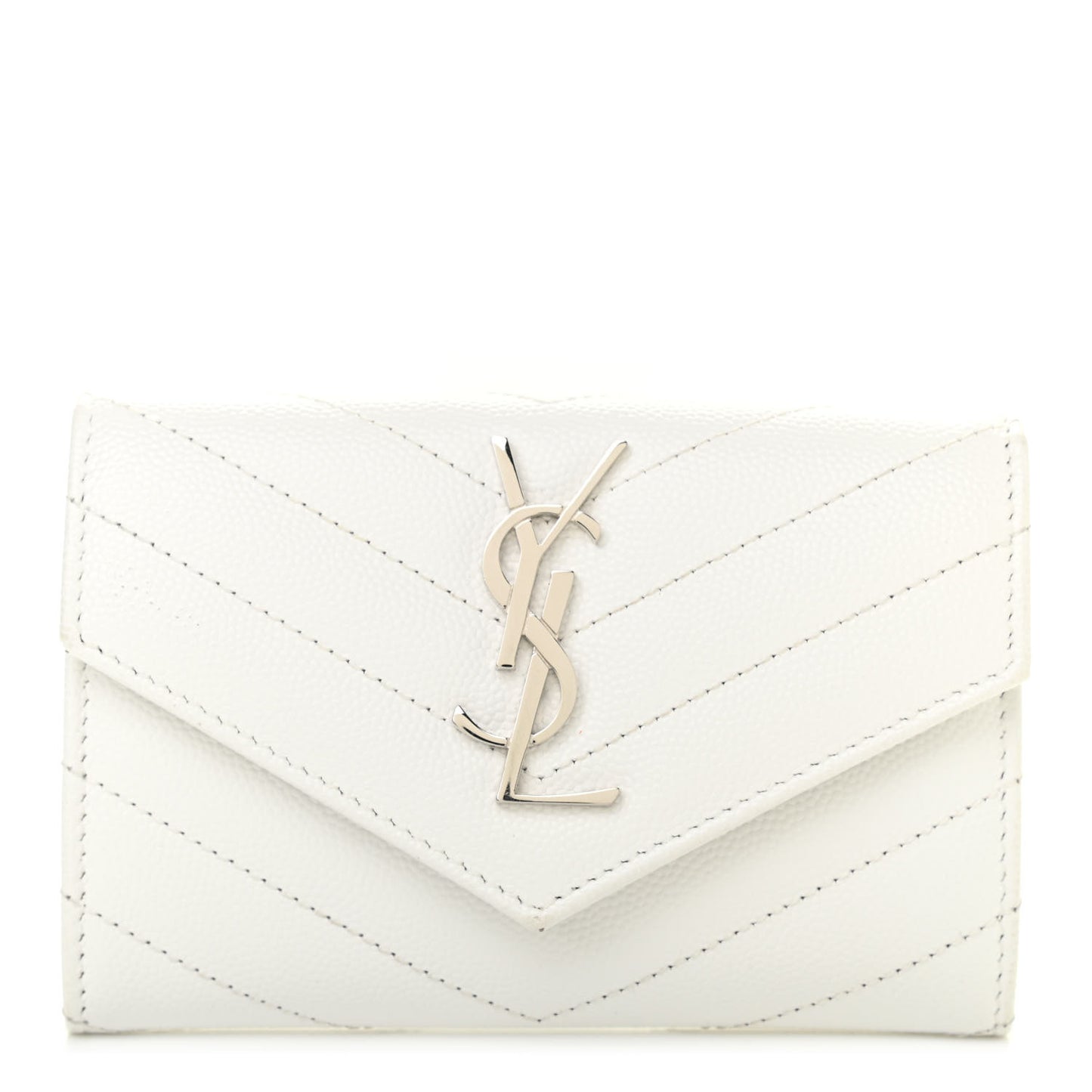 Grain De Poudre Matelasse Chevron Small Monogram Envelope Wallet Crema Soft