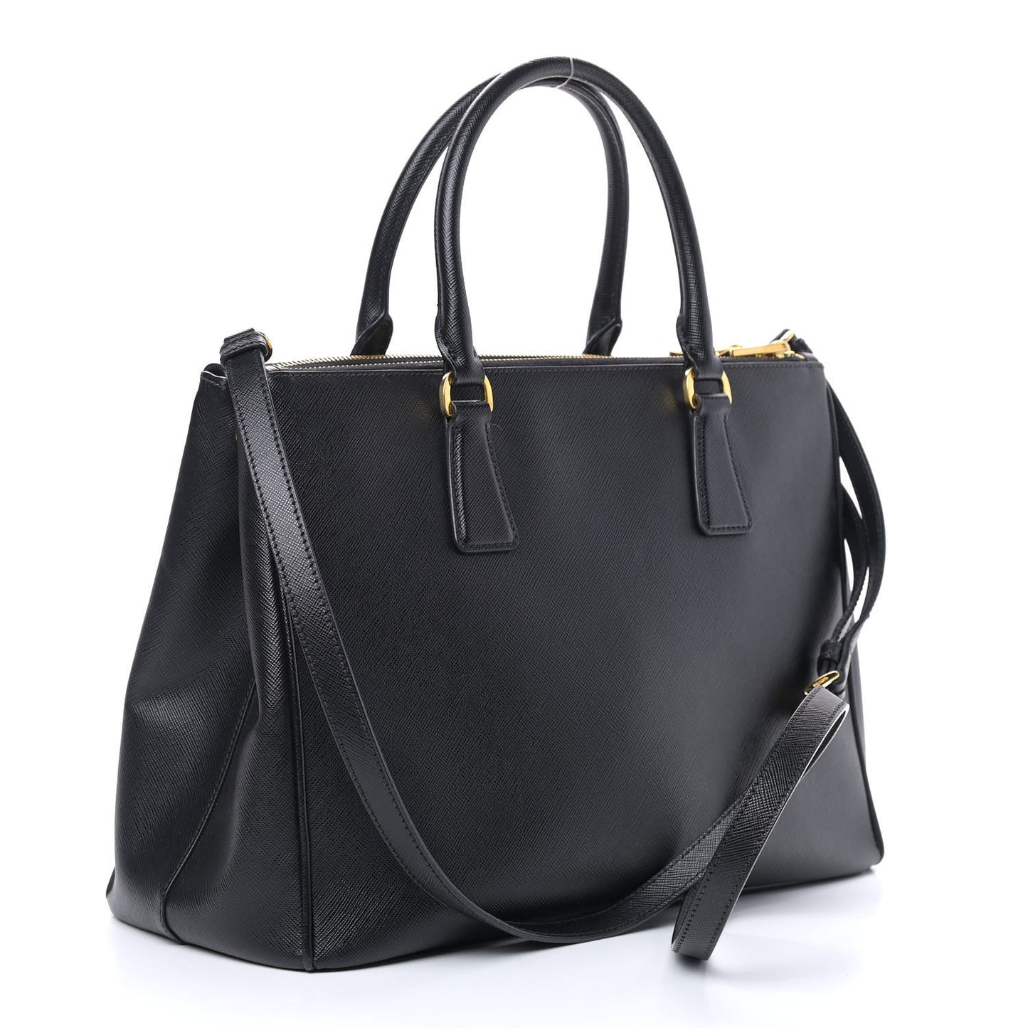 Saffiano Medium Galleria Double Zip Tote Black
