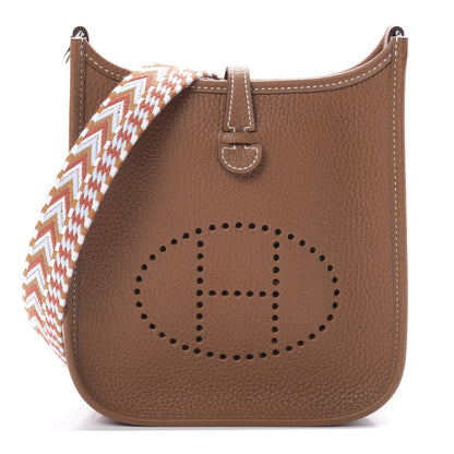 Hermes Taurillon Clemence Allegro Evelyne TPM Gold Cornaline White 1 of 11