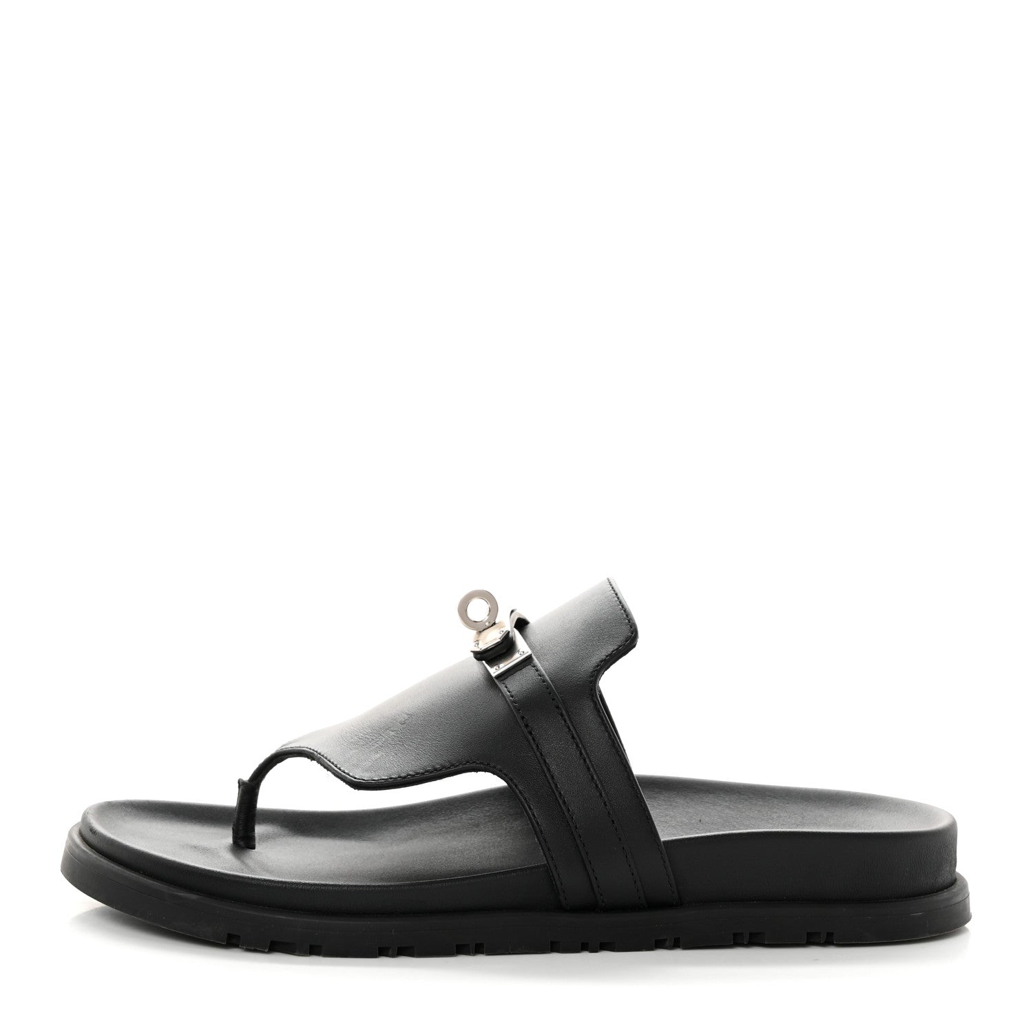 Hermes Calfskin Womens Empire Sandals 38 Black 1 of 9